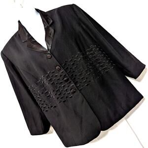 ST. ANTHONY EVENING! LUXE BLACK ELABORATELY BLACK BEADED DUSTER JACKET! SZ 20W